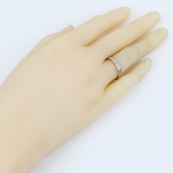 14K White Gold Diamond Wedding Band Anniversary Stackable Bridal Vintage Ring - Picture 7 of 7